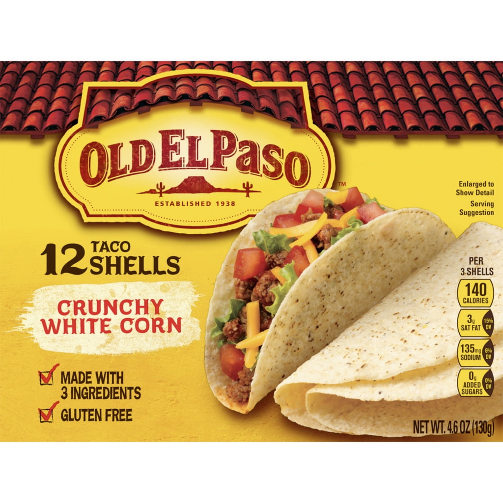Old El Paso Crunchy White Corn Taco Shells, Gluten Free, 12 Ct., 4.6 oz.