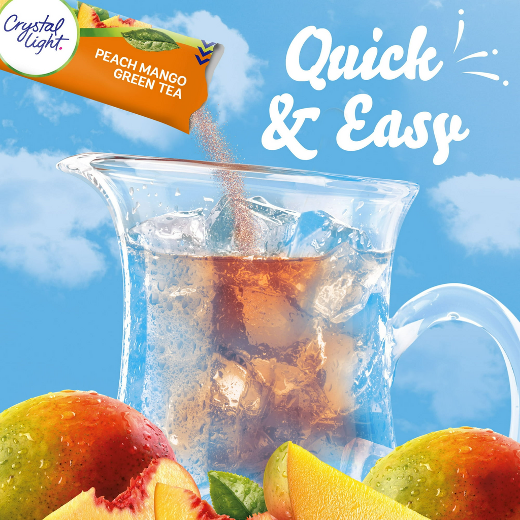 Crystal Light Peach Mango Green Tea Sugar Free Drink Mix, 5 Ct Pitcher Packets