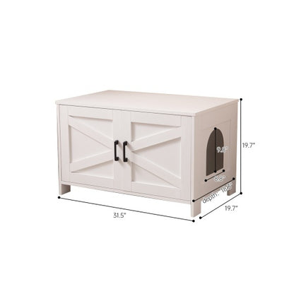 Cat Litter Box Enclosure, Litter Box Furniture Hidden With Barn Door, Wooden Cat Washroom Furniture, Cat House, End Table, Fit Most Of Litter Box