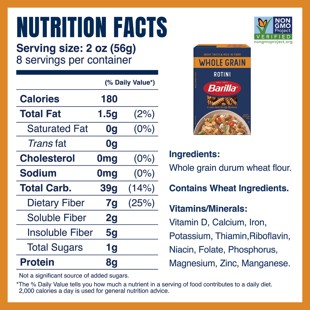 Barilla Whole Grain Rotini Pasta, 100% Whole Wheat, 16 oz. Box