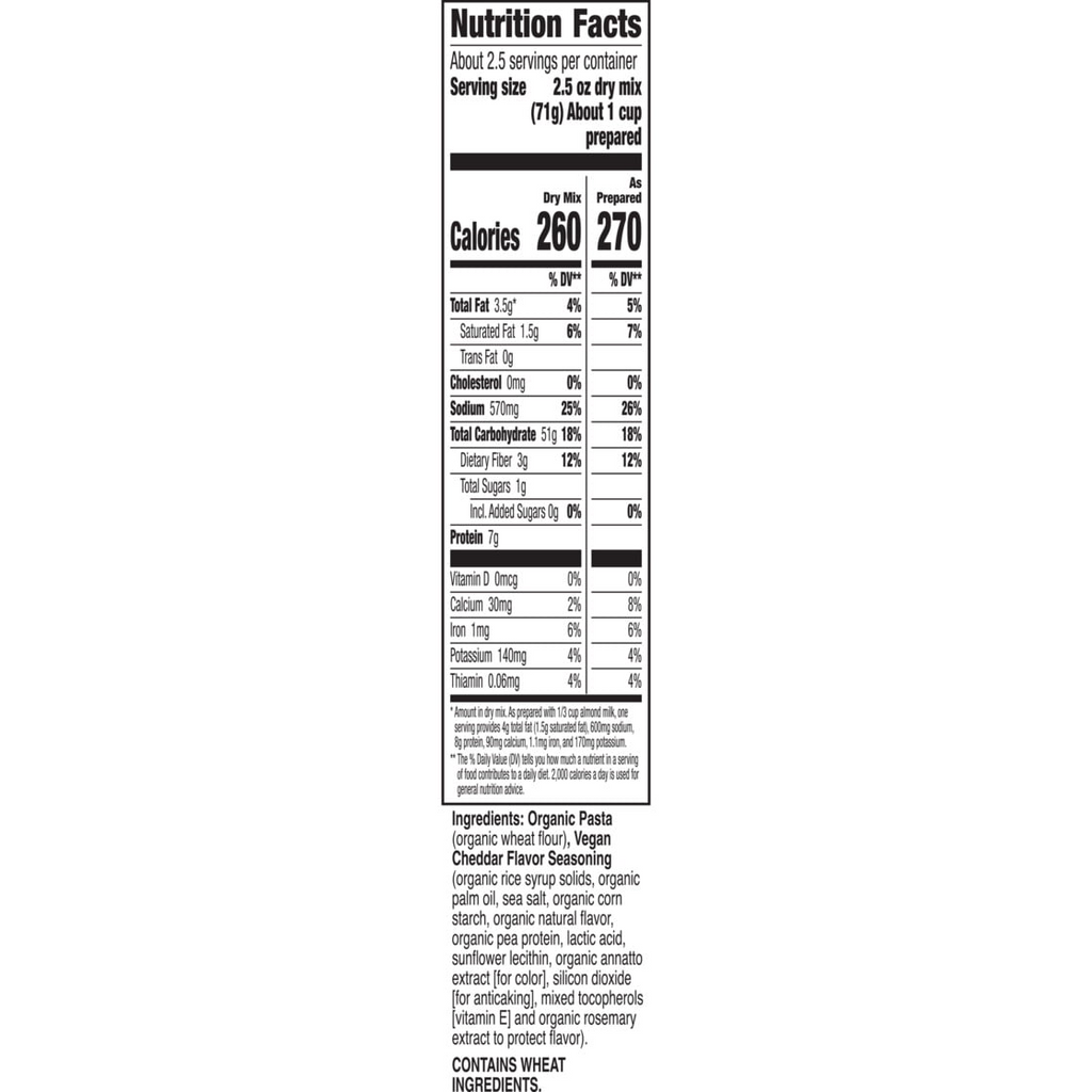 Annie's Vegan Mac and Cheddar Flavor Pasta and Sauce, Organic, Plant Based, 6 oz