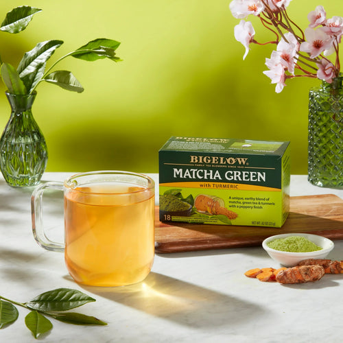 Bigelow Matcha Green Tea with Turmeric, Green Tea Bags, Antioxidant Energy Boost Tea Bags,18 Count