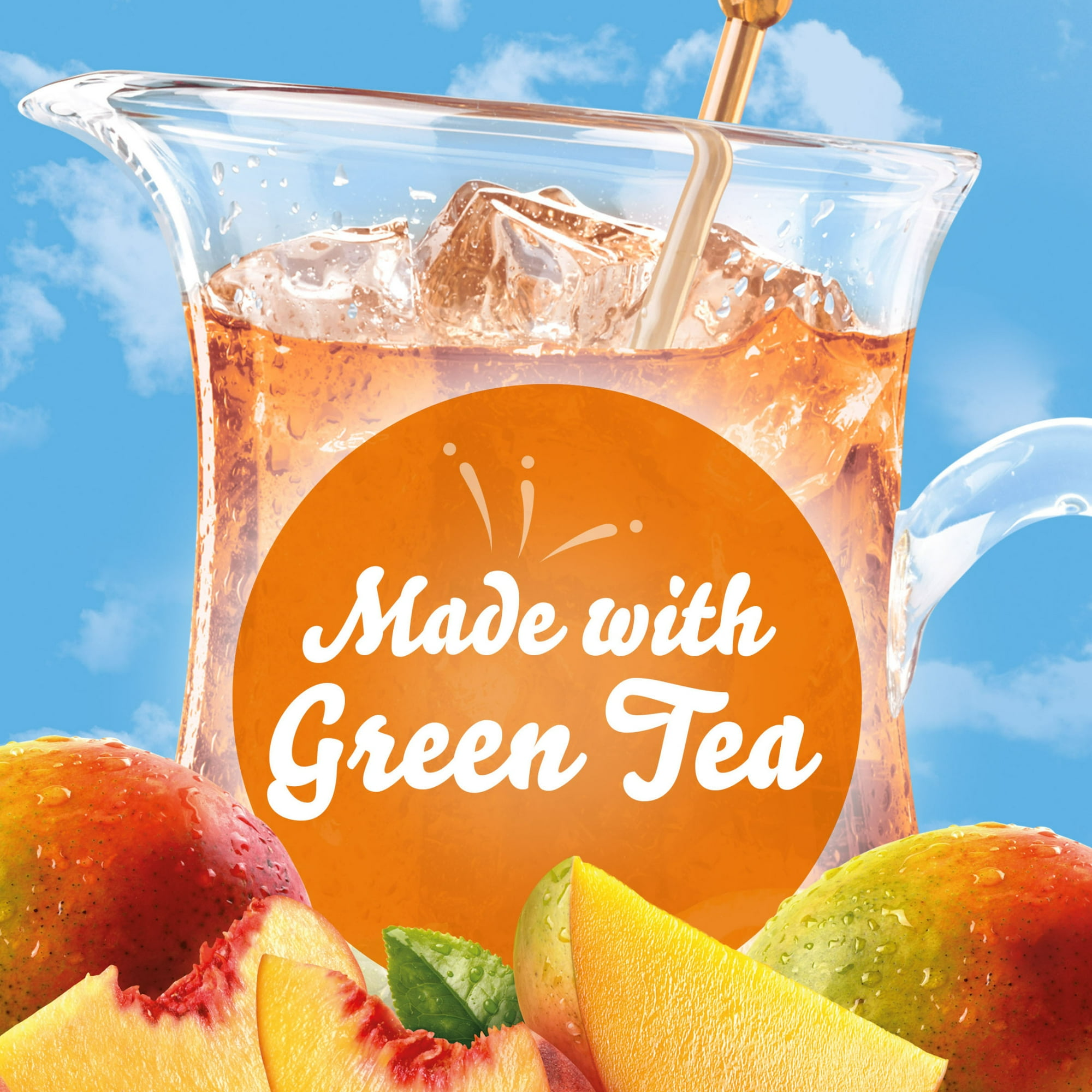 Crystal Light Peach Mango Green Tea Sugar Free Drink Mix, 5 Ct Pitcher Packets
