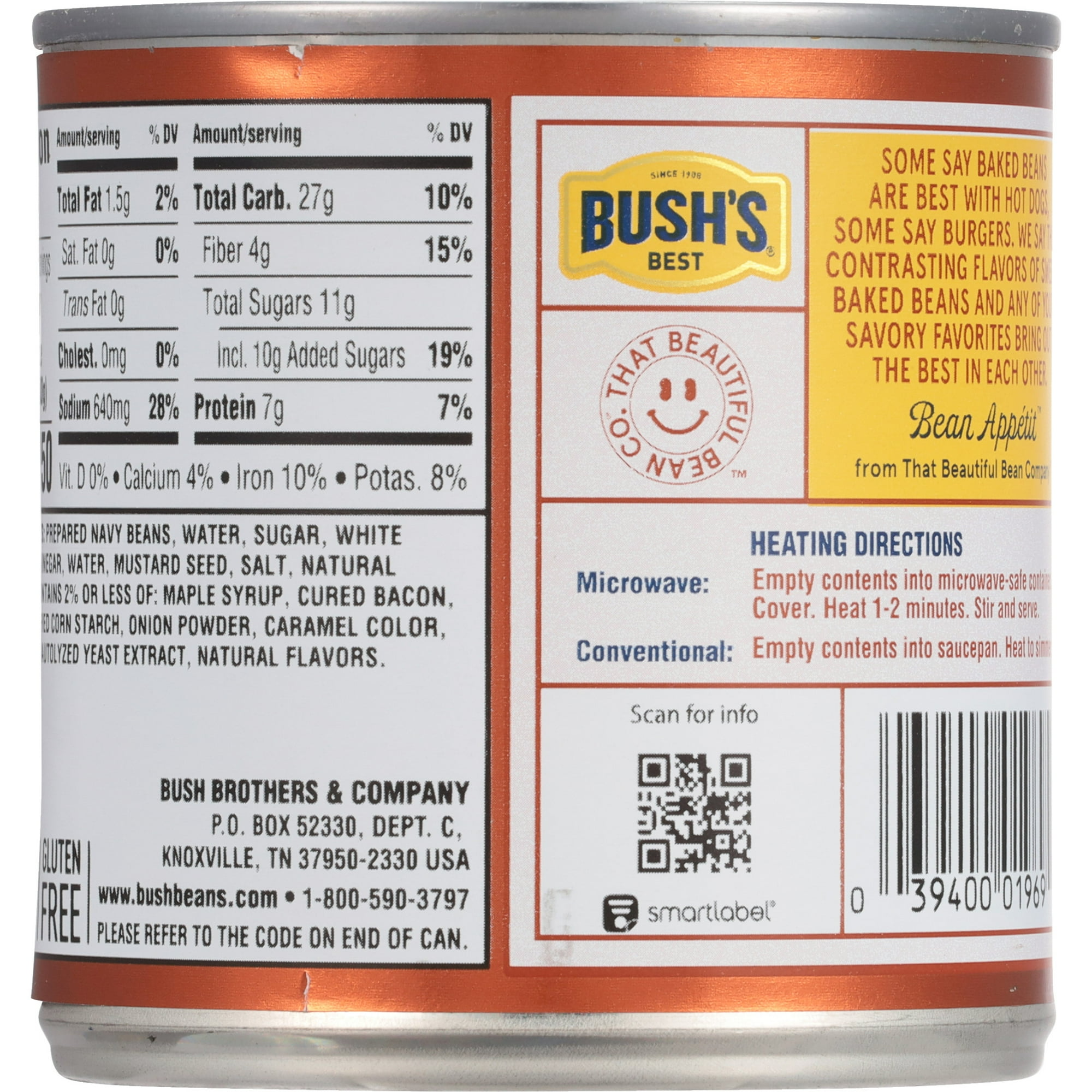 Bush's Maple and Cured Bacon Baked Beans, Canned Beans, 16 oz Can