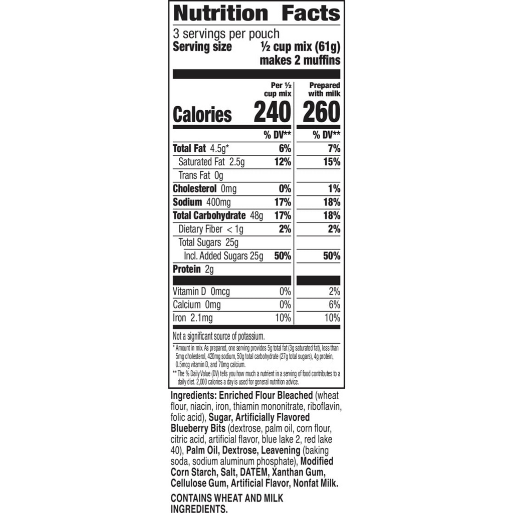 Betty Crocker Blueberry Muffin Mix, Easy Baking Mix, 6.5 oz.
