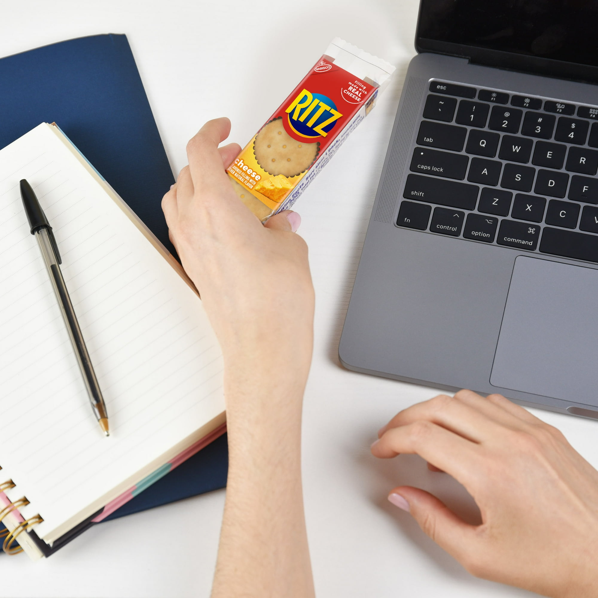 RITZ Cheese Sandwich Crackers, Lunch Snacks, 8 Snack Packs (6 Crackers Per Pack)
