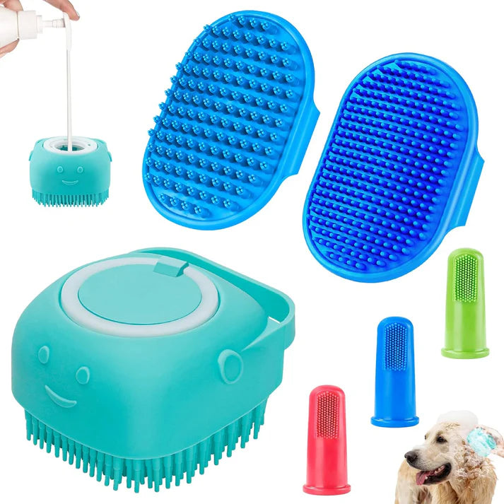 Top 3PCS Dog Bath Brushes for Easy Grooming – Scrub, Shampoo & Shine Your Pet’s Coat